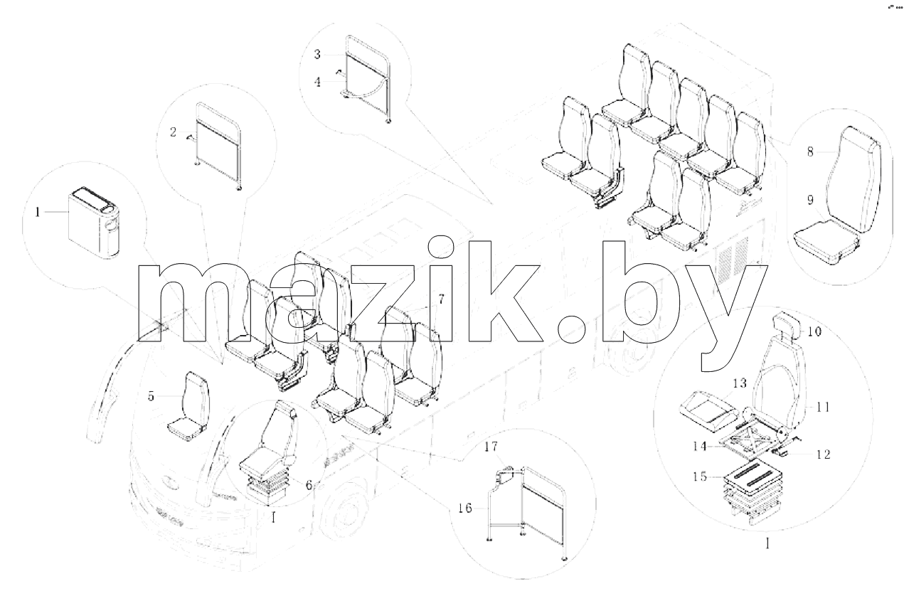 Passenger seat guardrail layout and water fountainer