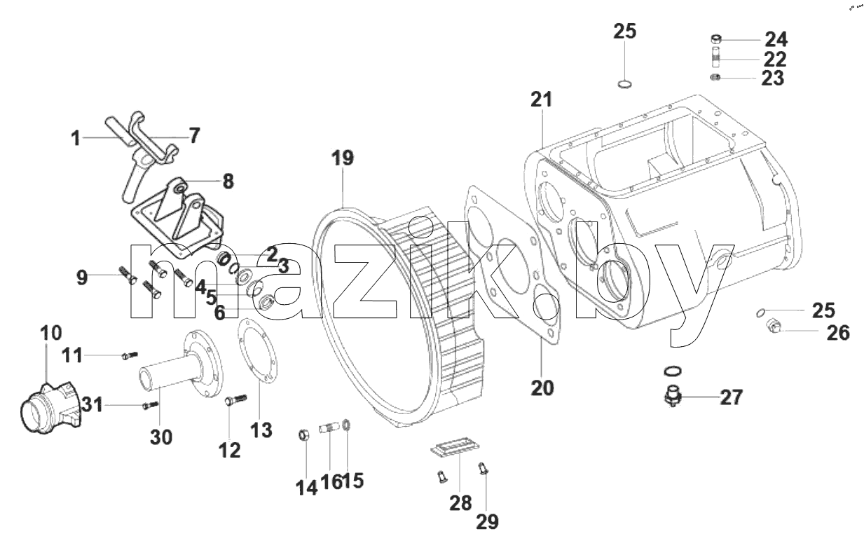  Clutch and transmission housing assembly