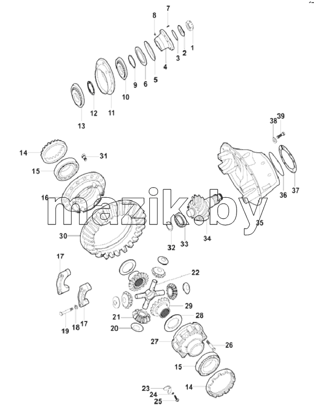 MAIN REDUCER AND BEVEL GEAR DIFFERENTIAL ASSY