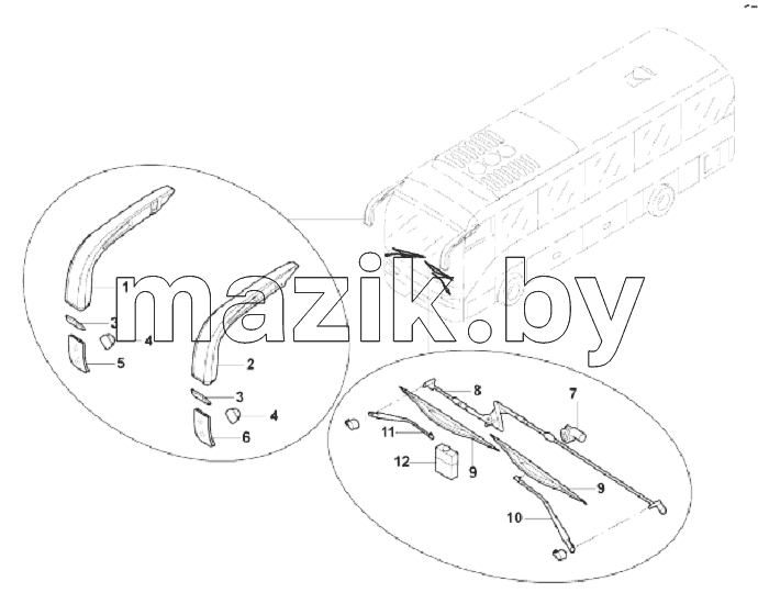 WIPER AND REARVIEW MIRROR