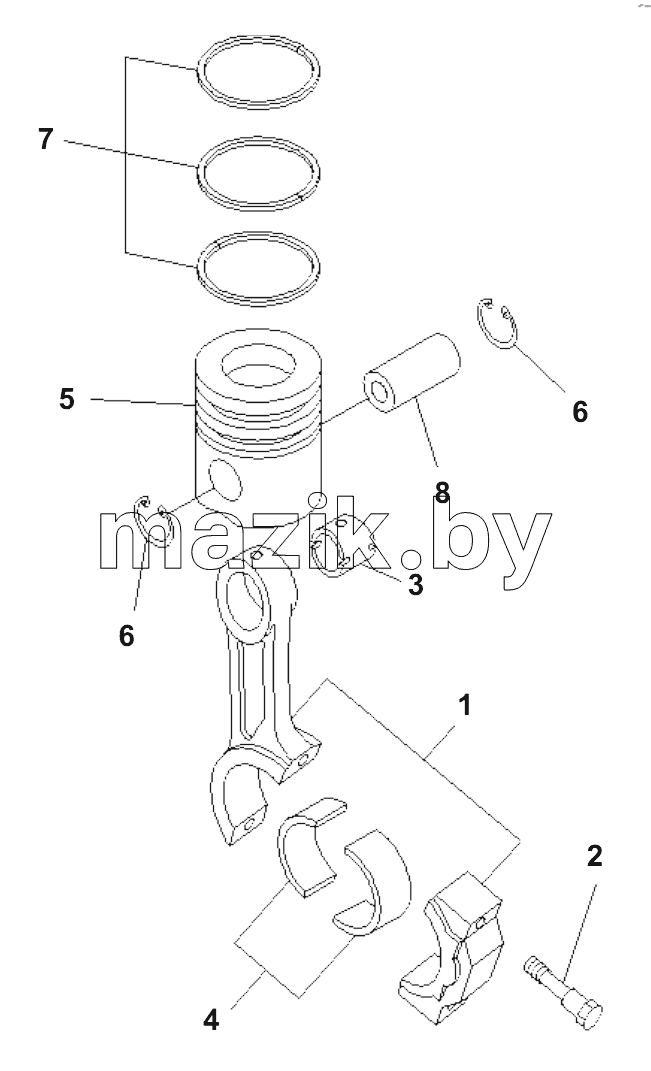  PISTON AND CONNECTING ROD (#21271444-)