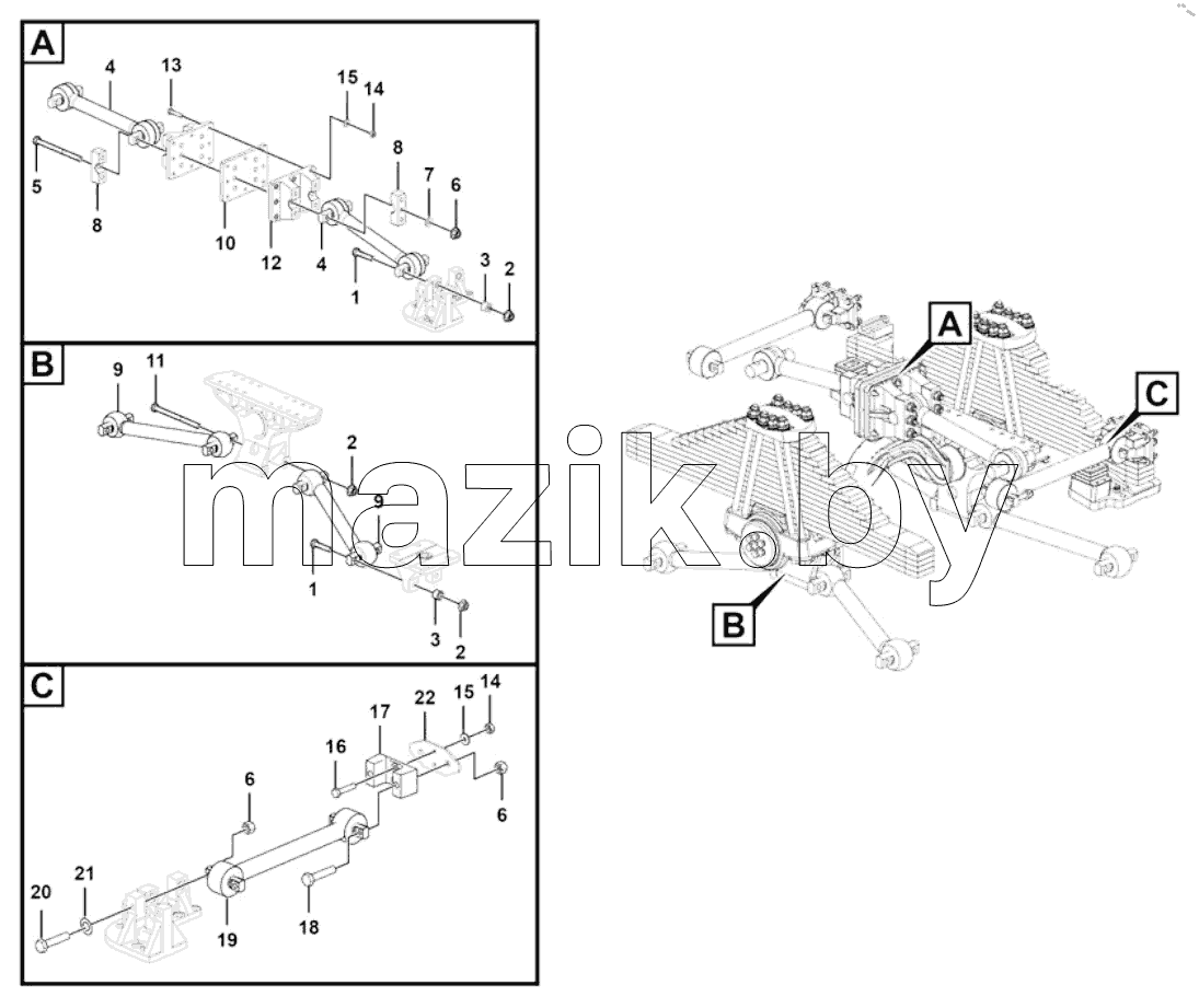  Rear thrust rod mounting assembly