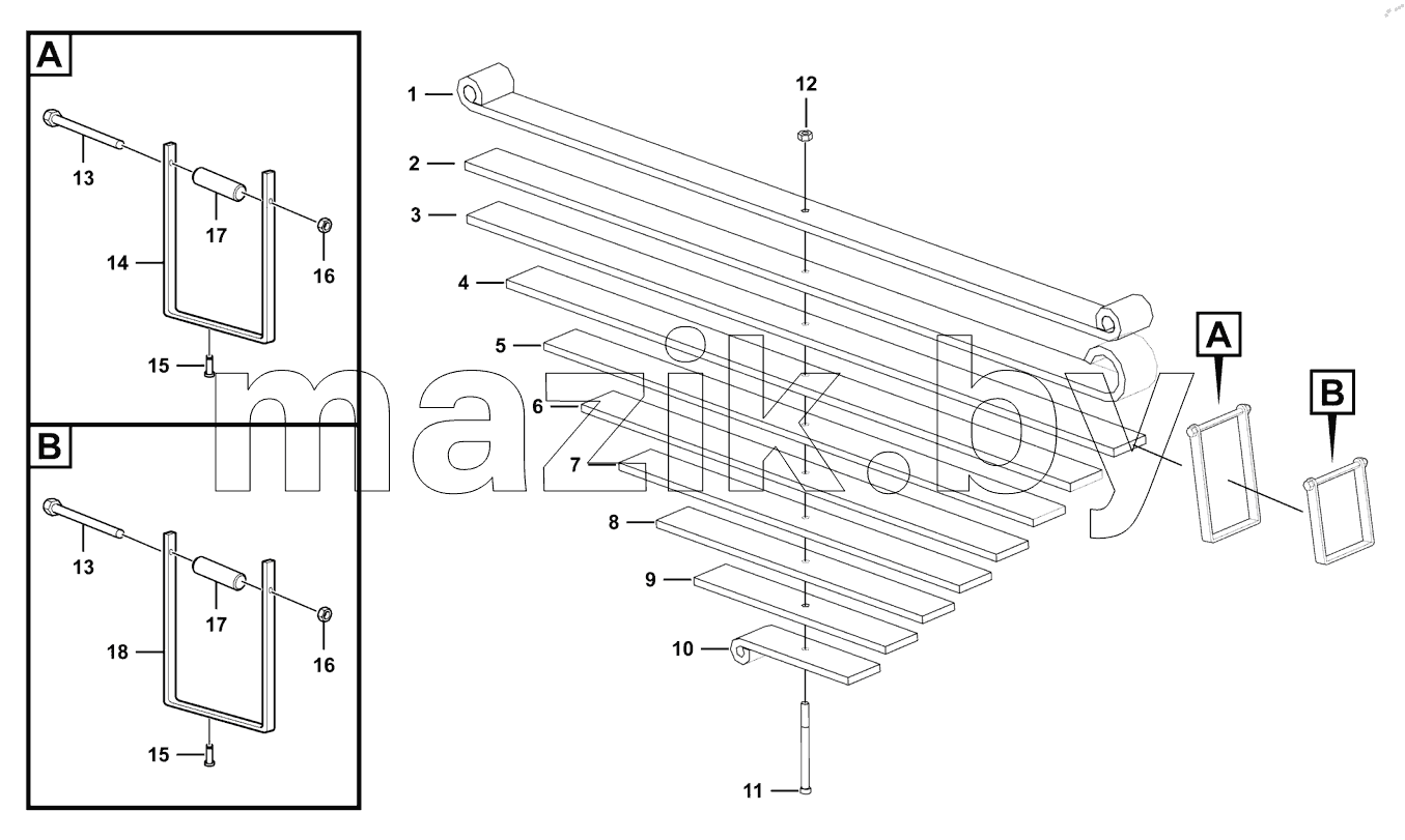  Lh front leaf spring assy
