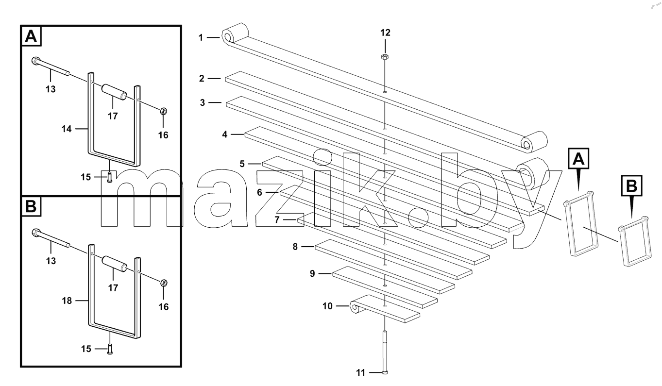  Right front leaf spring assy