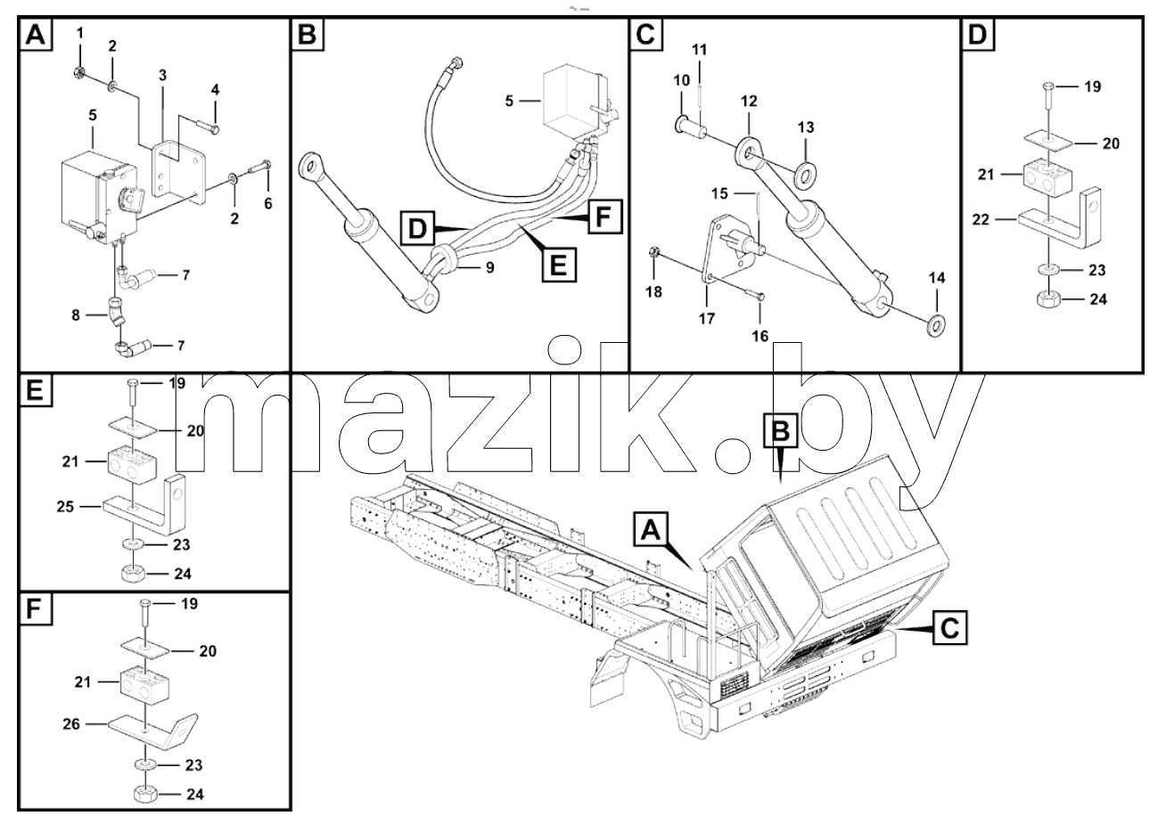  Cab fliping hydraulic assembly