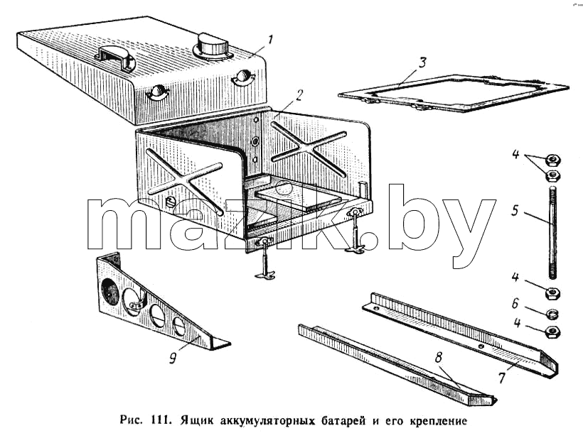 Ящик аккумуляторных батарей и его крепление