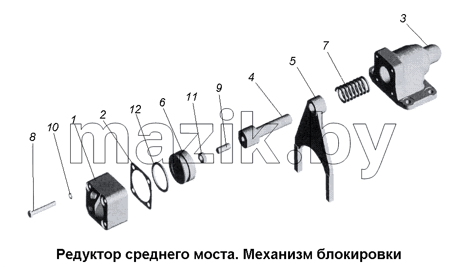 Редуктор среднего моста. Механизм блокировки