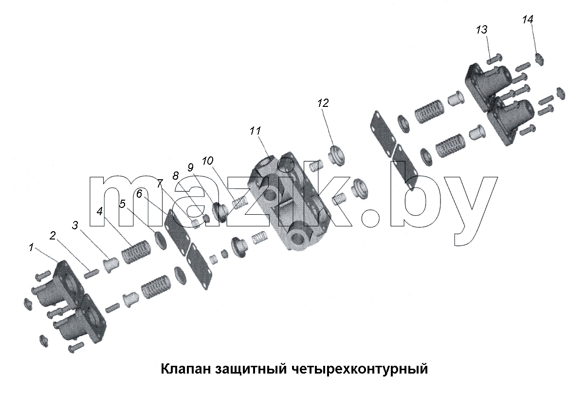 Клапан защитный четырехконтурный