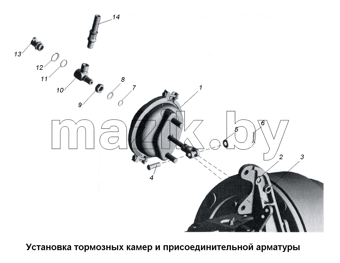 Установка тормозных камер и присоединительной арматуры
