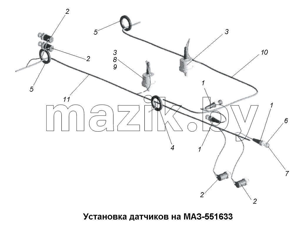 Установка датчиков на МАЗ-551633