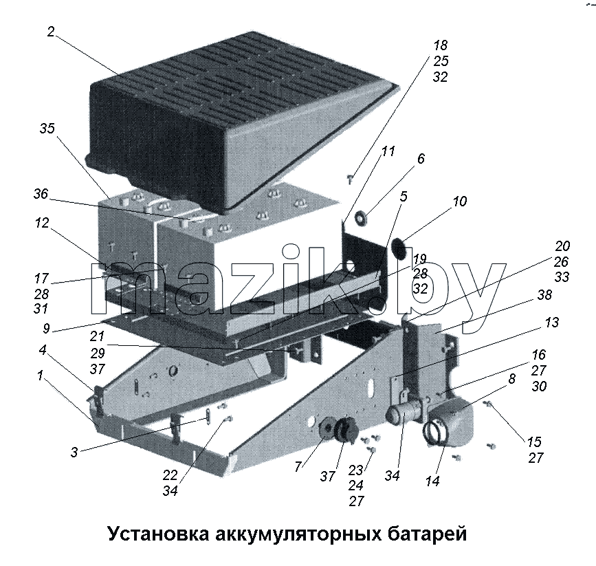 Установка аккумуляторных батарей