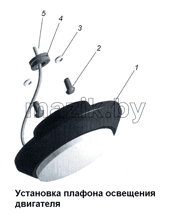 Установка плафона освещения двигателя