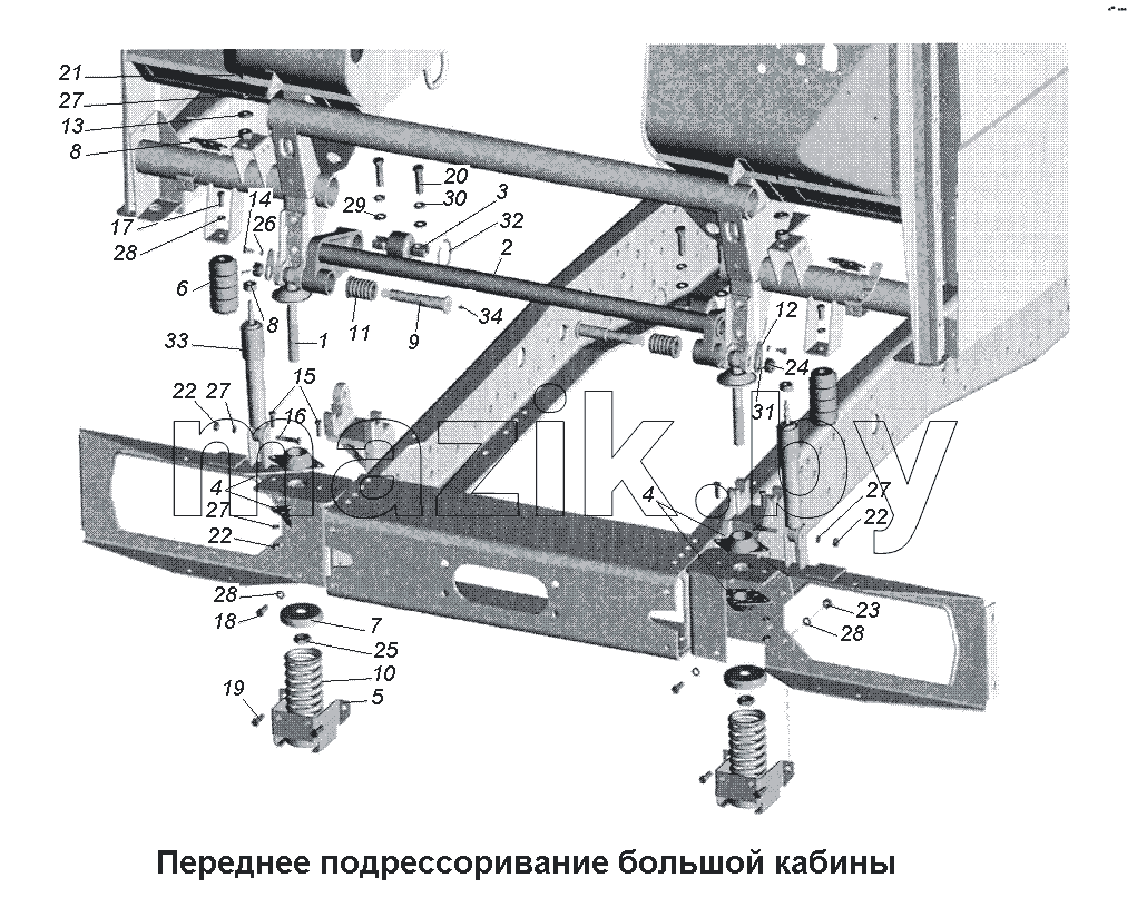 Переднее подрессоривание большой кабины