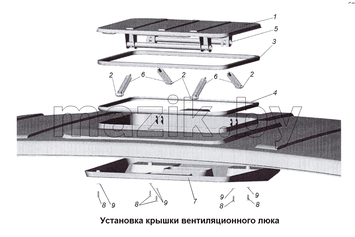 Установка крышки вентиляционного люка