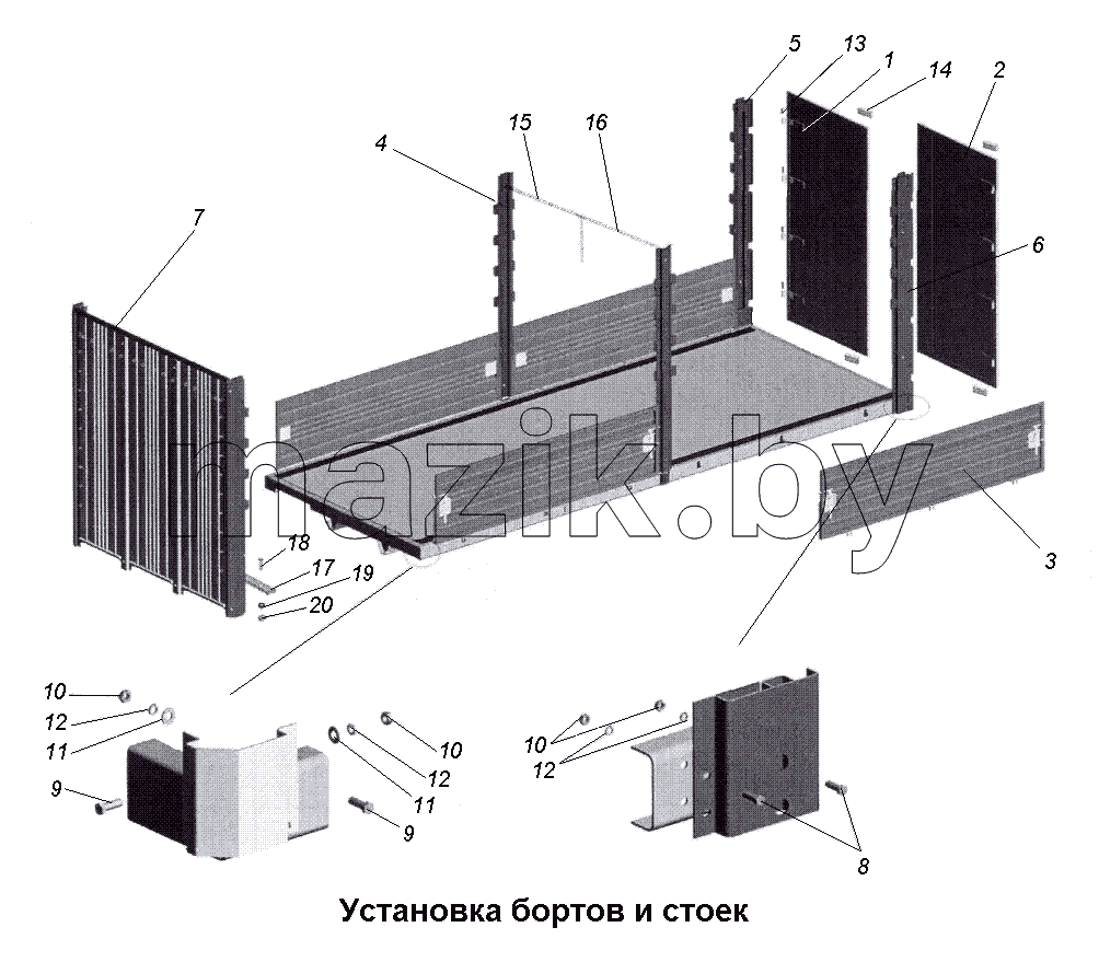 Установка бортов и стоек