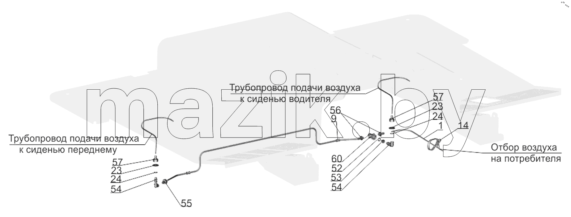  Пневмопитание сидений 6432C9-6801200-001