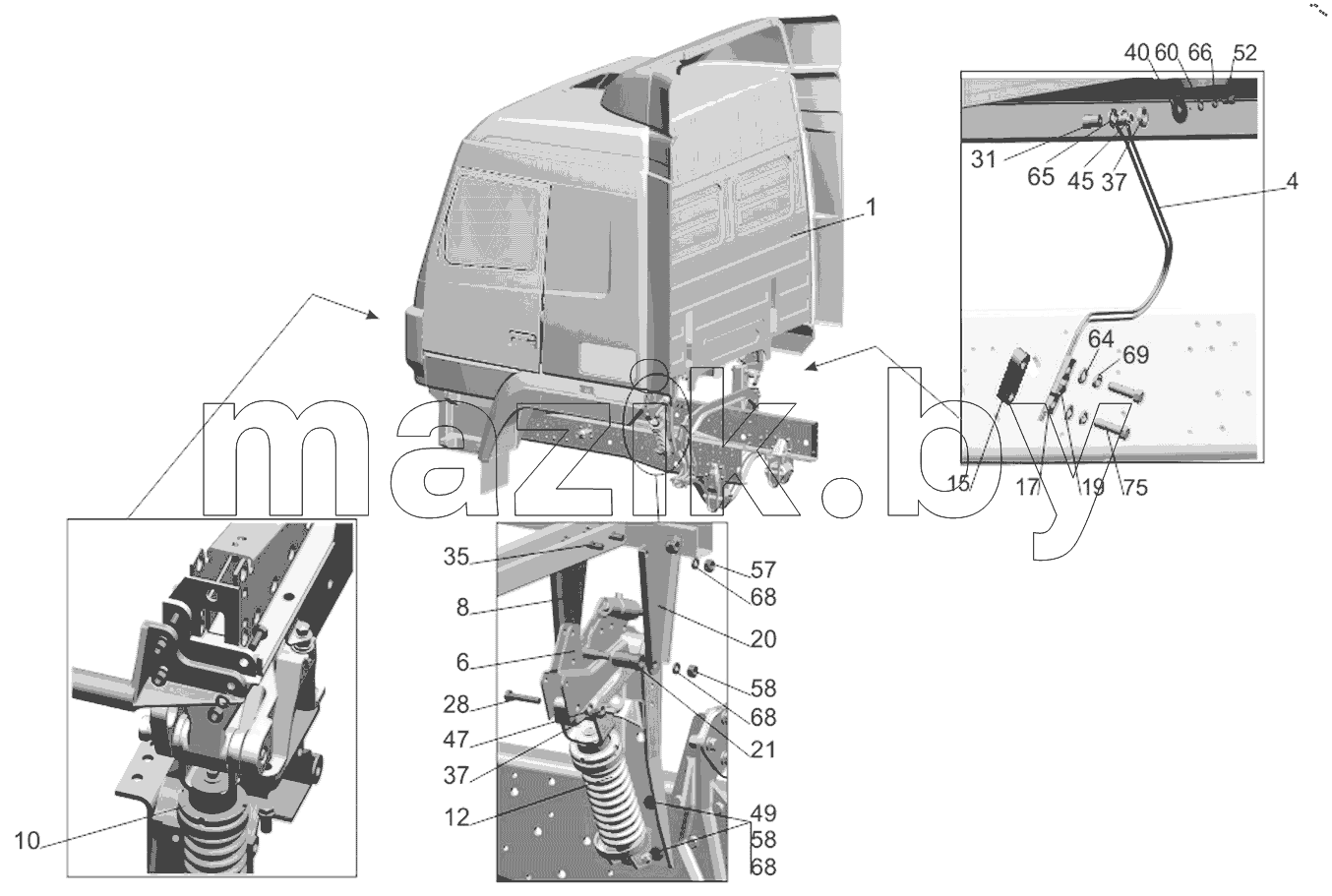  Установка кабины 650128-5000002-050