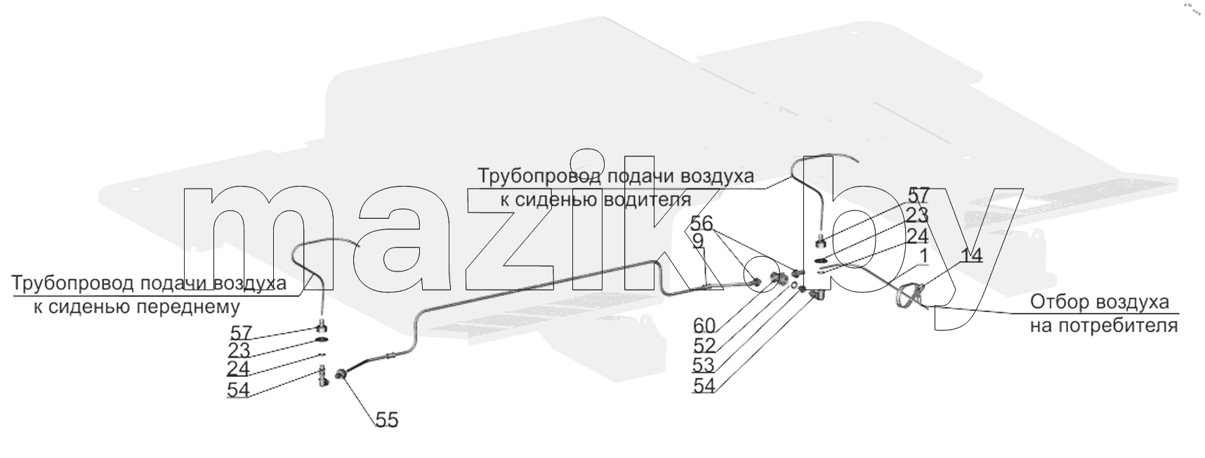  Пневмопитание сидений 6432C9-6801200-001