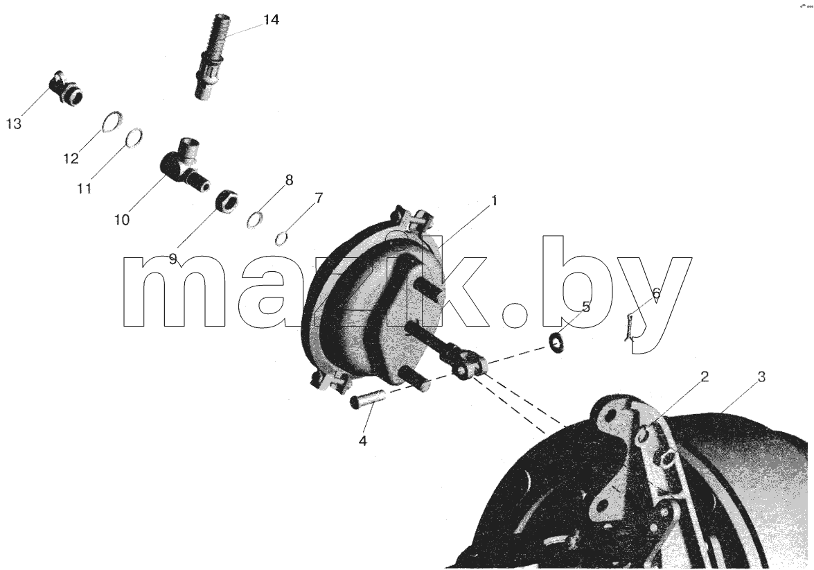 Установка тормозных камер и присоединительной арматуры