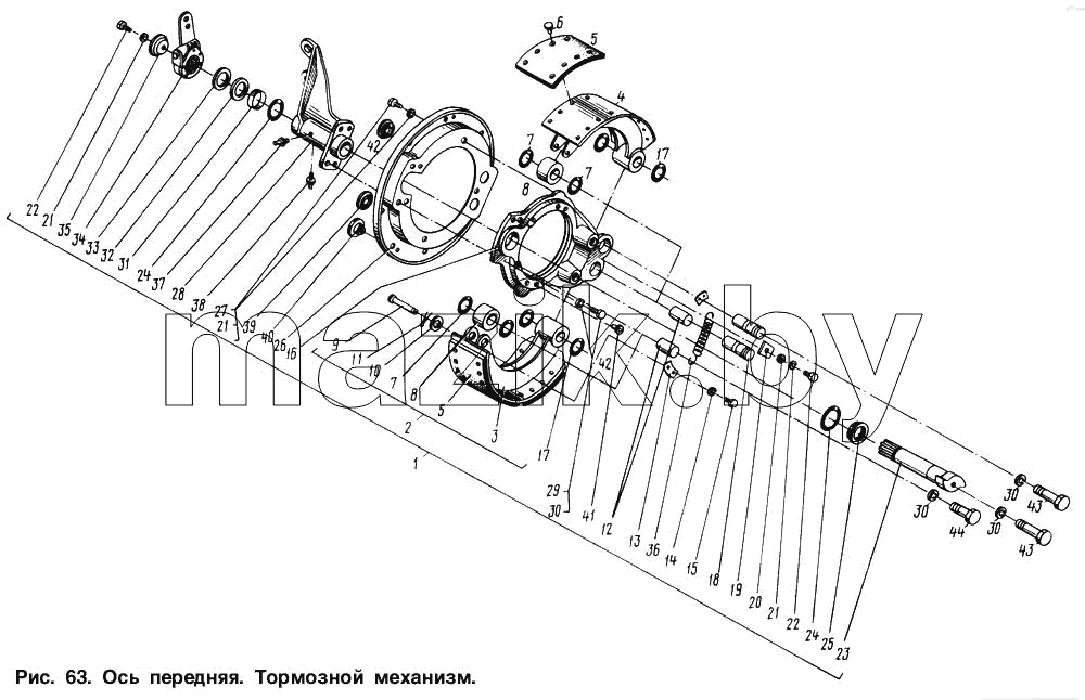 Ось передняя. Тормозной механизм