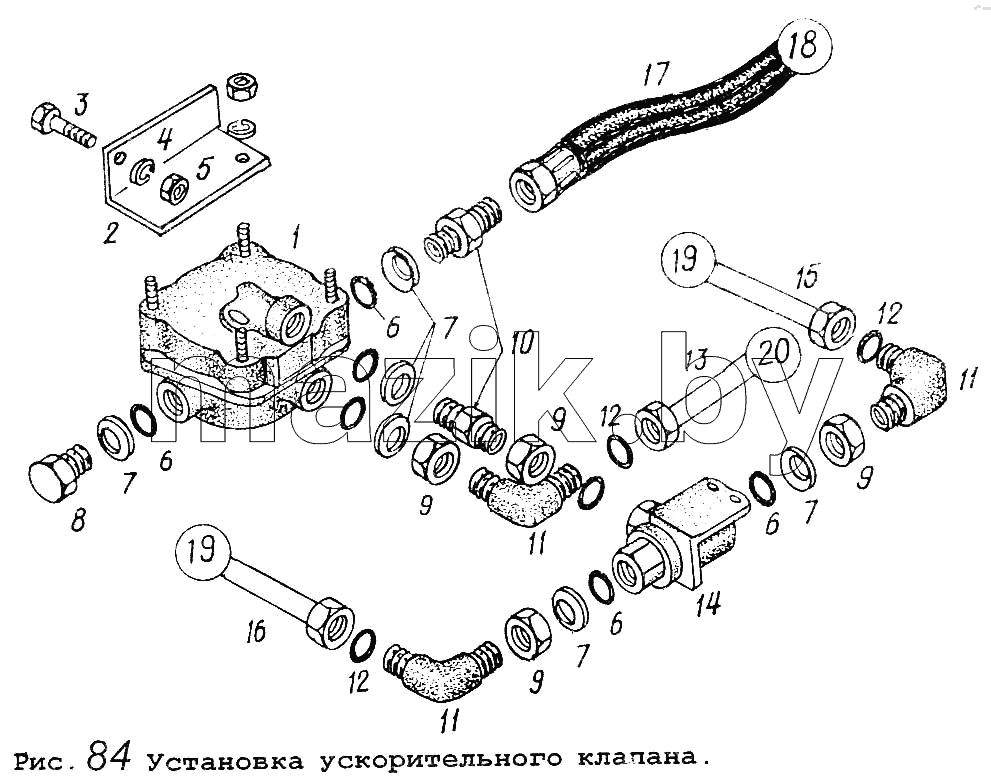 Установка ускорительного клапана