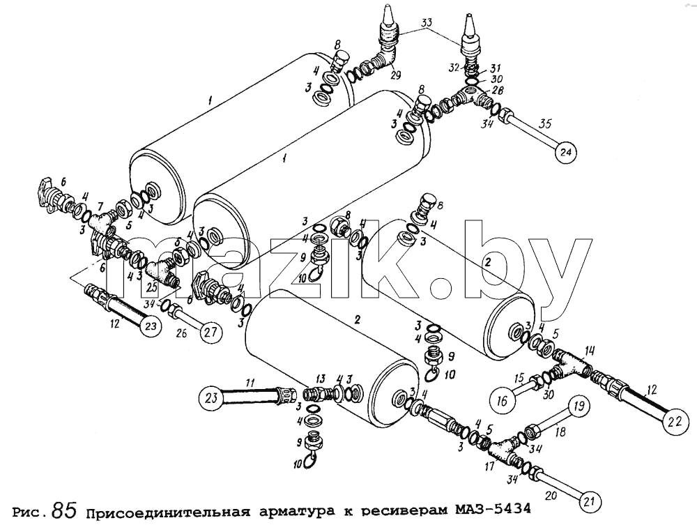 Присоединительная арматура к ресиверам МАЗ-5434