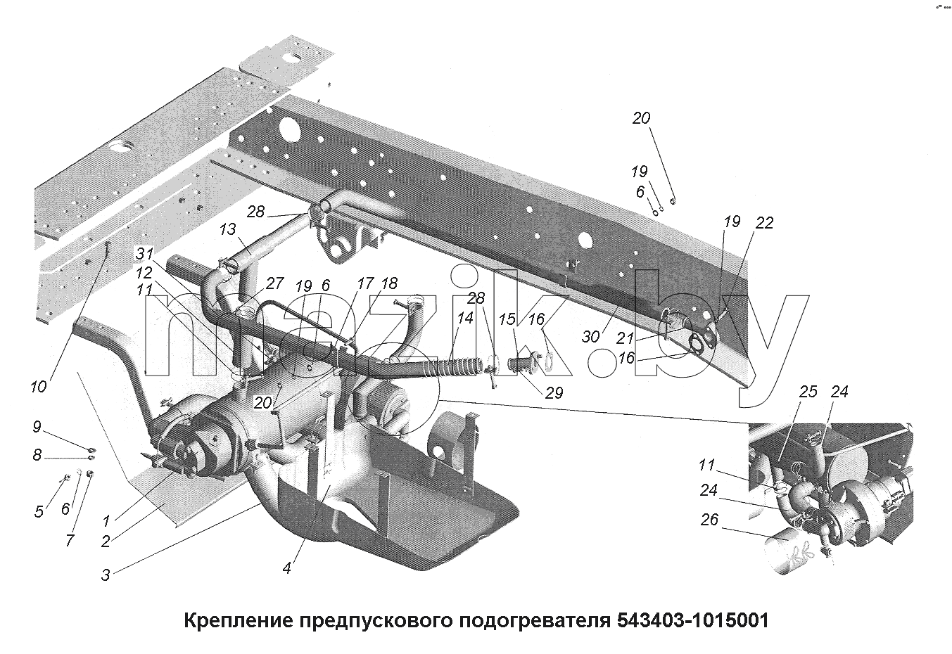 Крепление предпускового подогревателя 543403-1015001