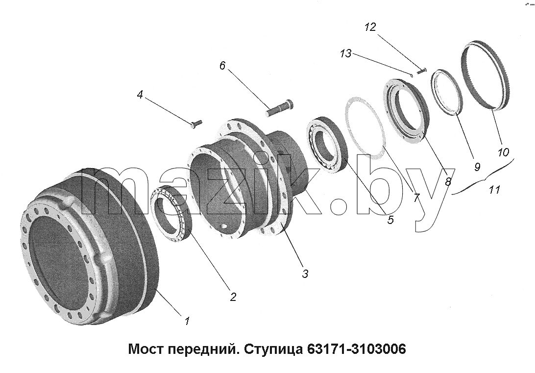 Мост передний. Ступица 63171-3103006