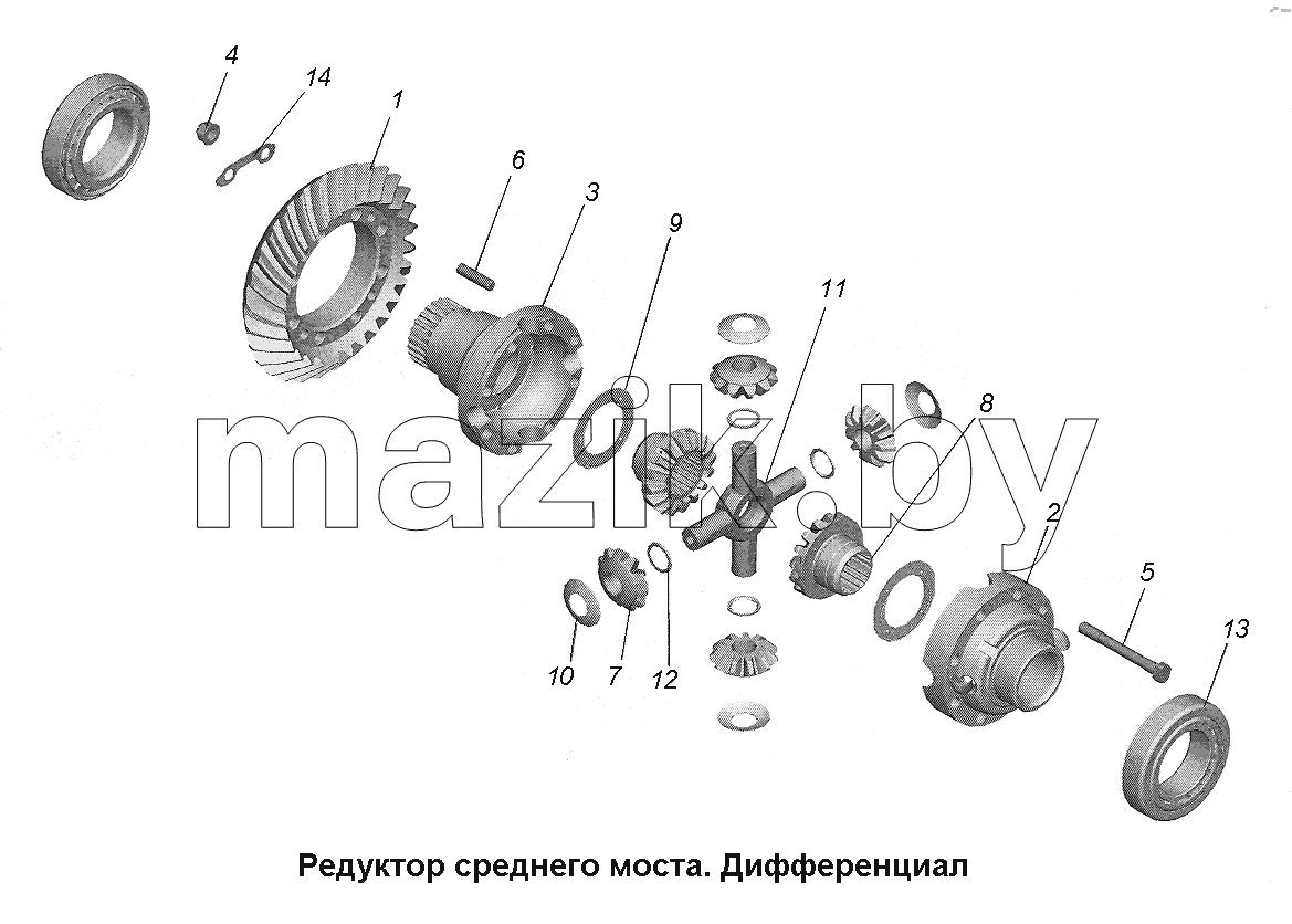 Редуктор среднего моста. Дифференциал