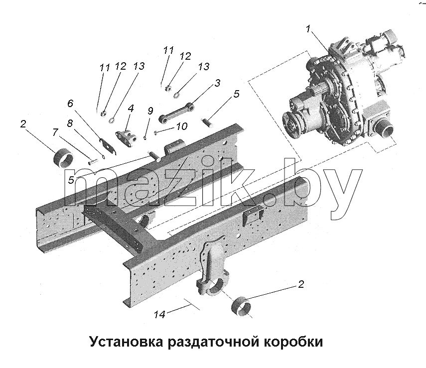 Установка раздаточной коробки.