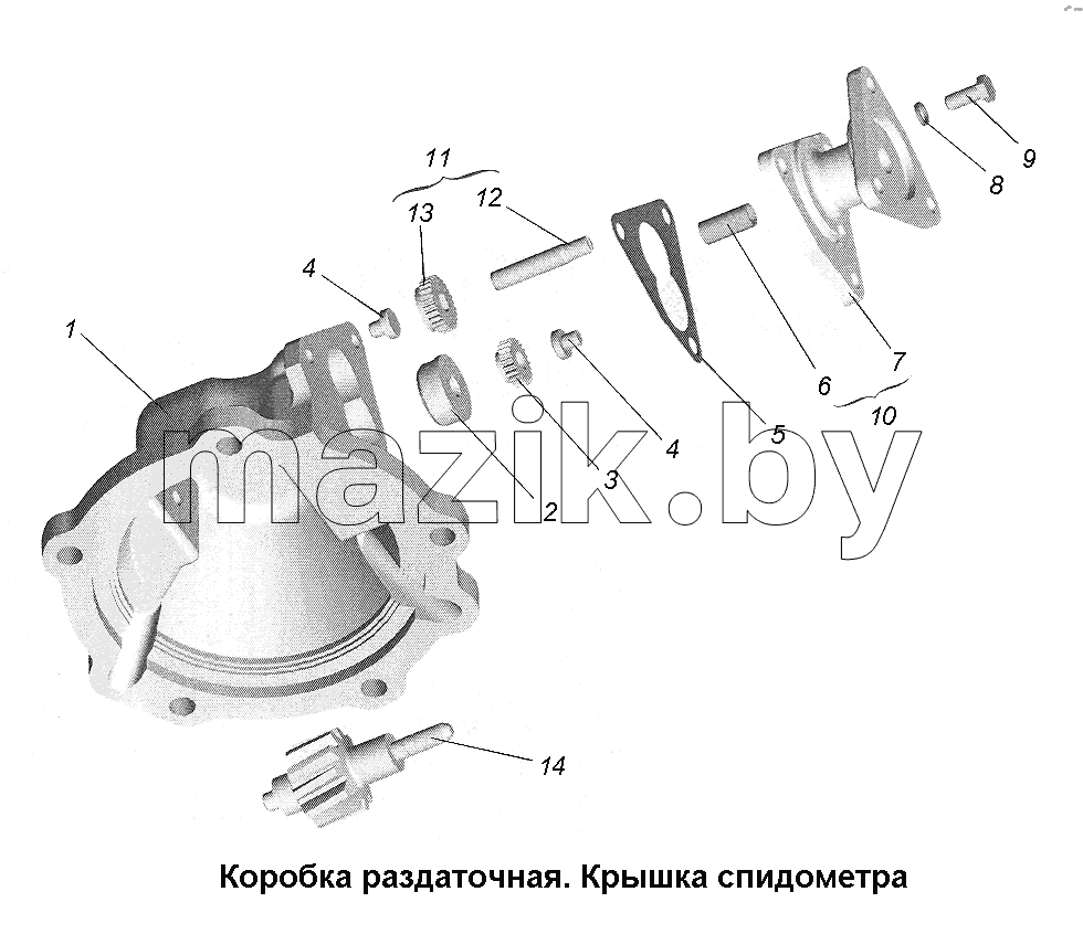 Коробка раздаточная. Крышка спидометра