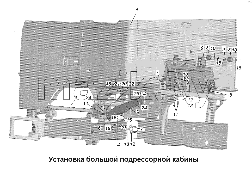 Установка большой подрессоренной кабины