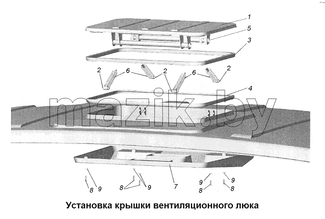 Установка крышки вентиляционного люка