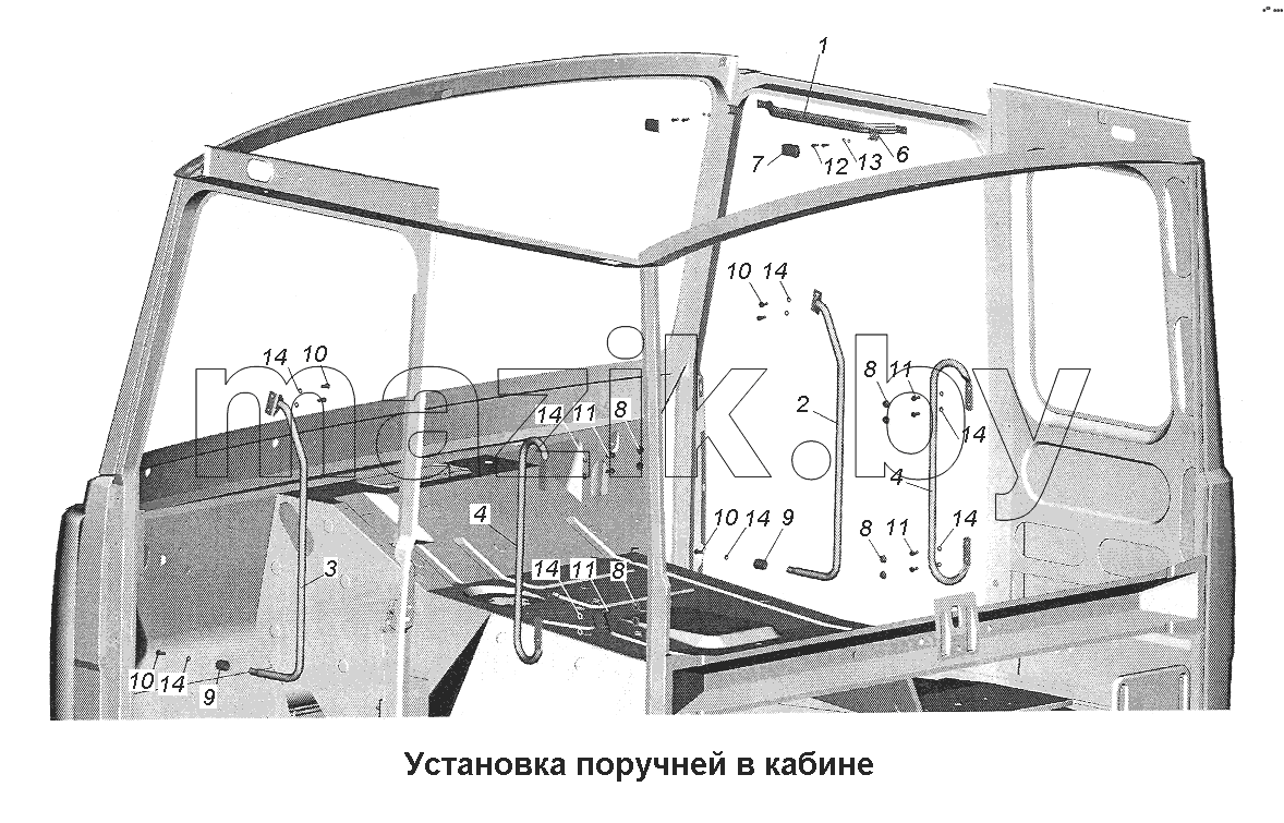 Установка поручней в кабине