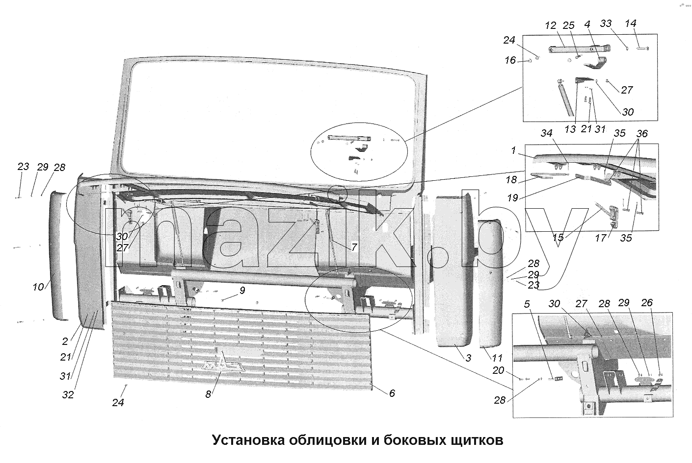 Установка облицовки и боковых щитков