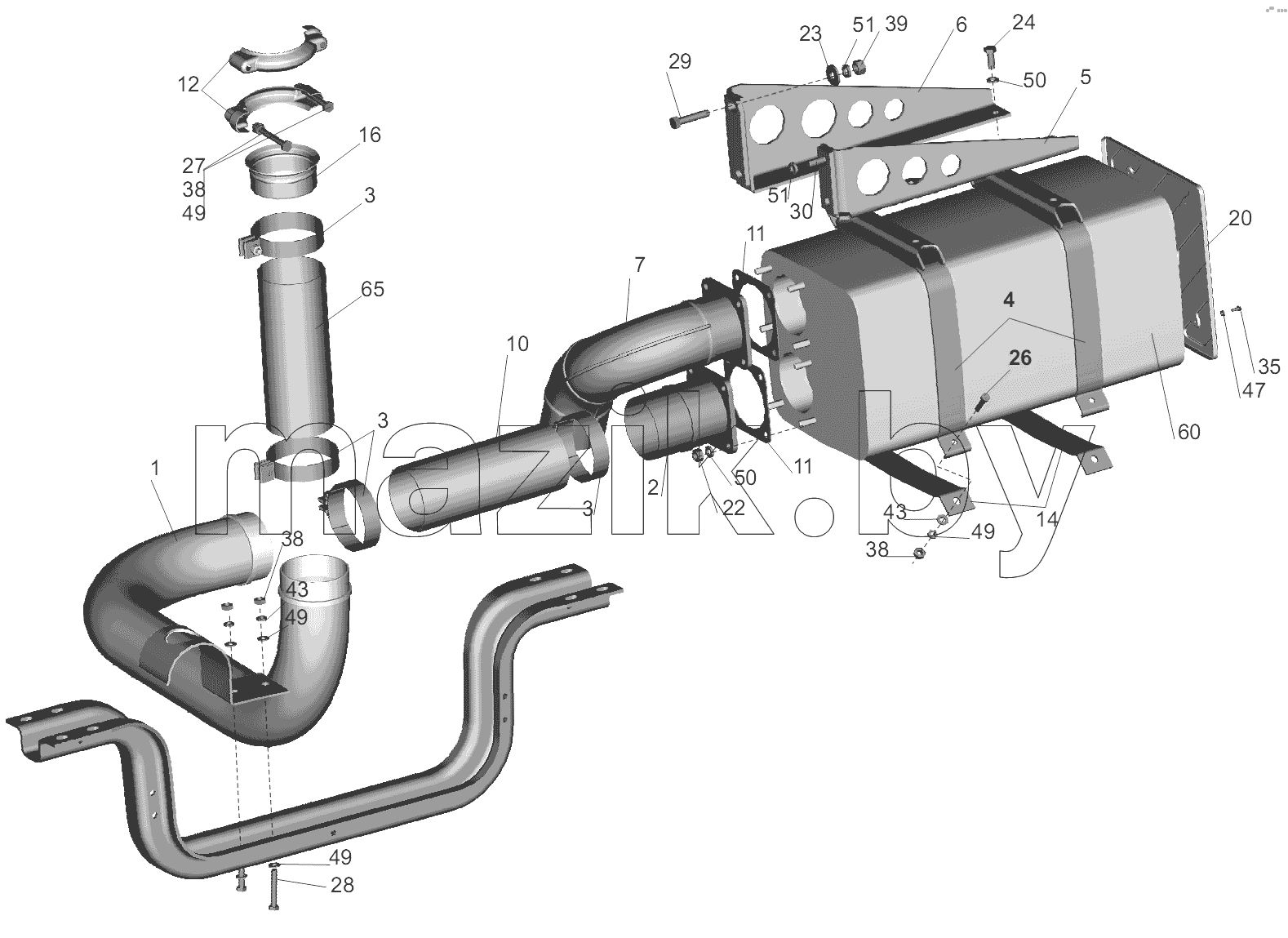Установка системы выпуска газов 6430B9-1200001