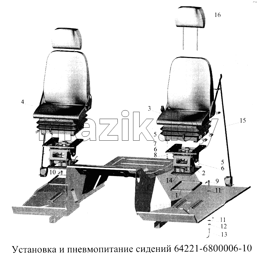 Установка и пневмопитание сидений 64221-6800006-10