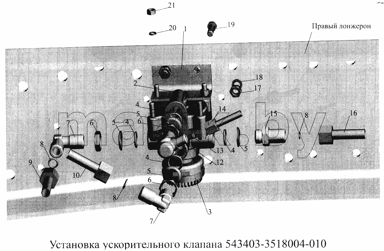 Установка ускорительного клапана 543403-3518004-010