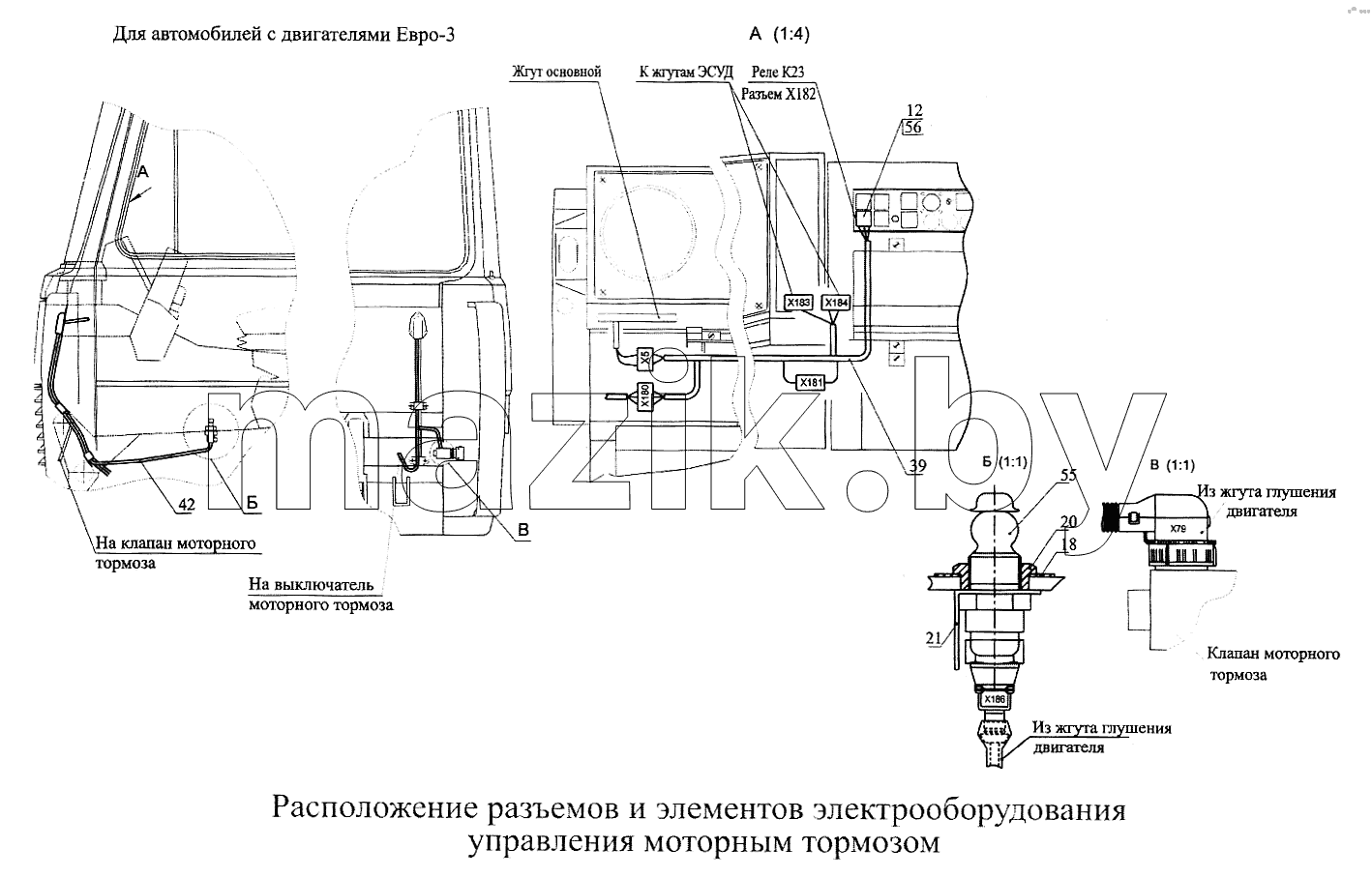 Расположение разъемов и элементов электрооборудования управления