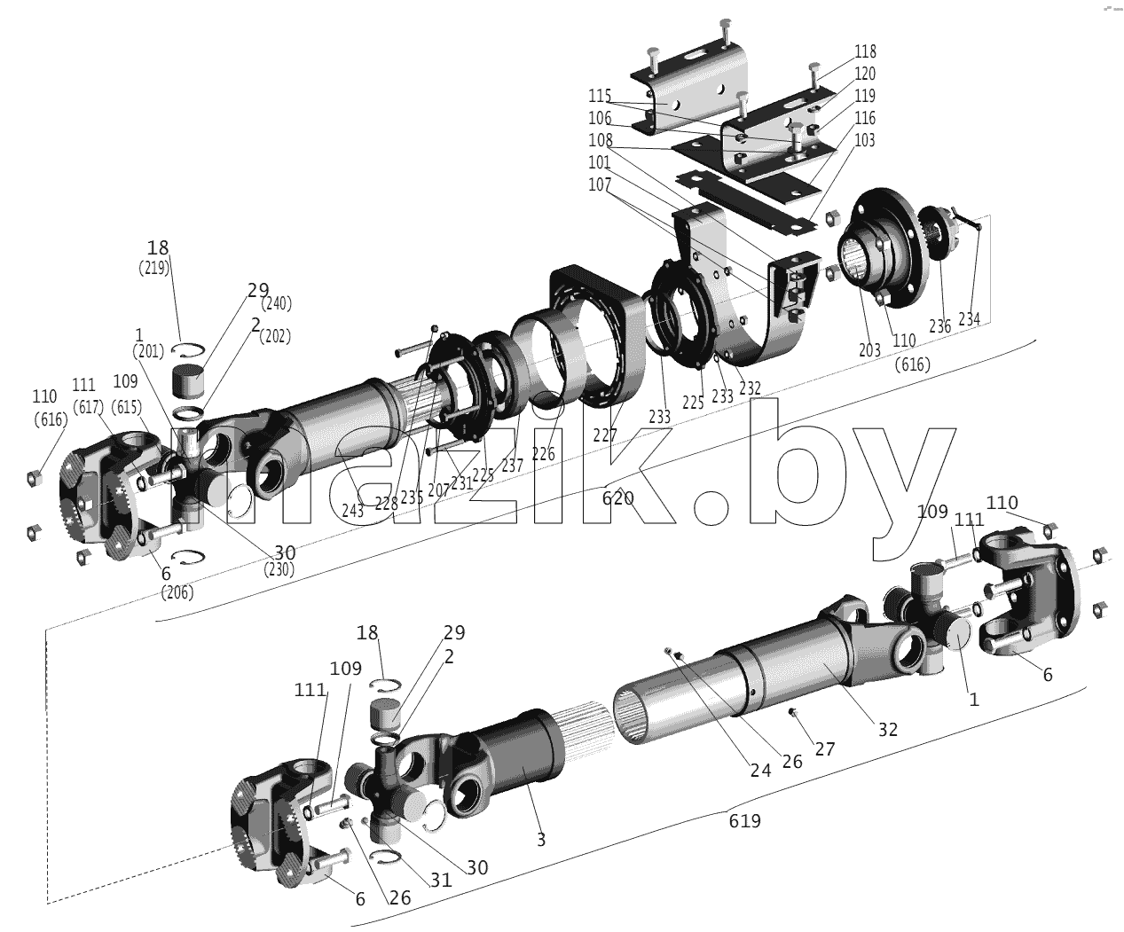 Установка карданной передачи 555140-2200000-010