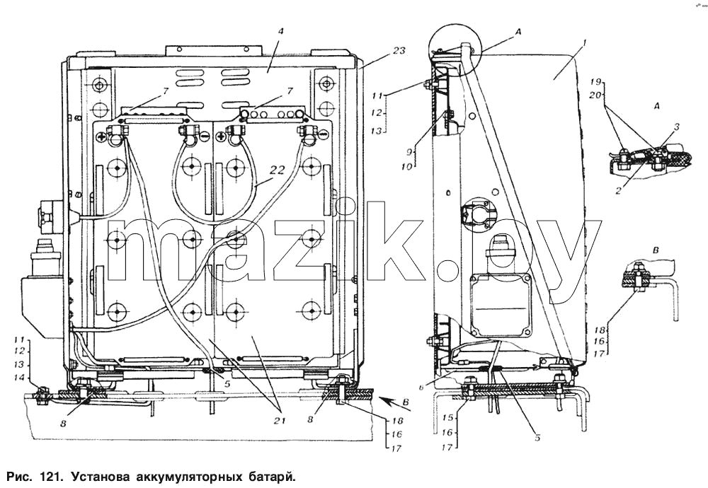 Установка аккумуляторных батарей