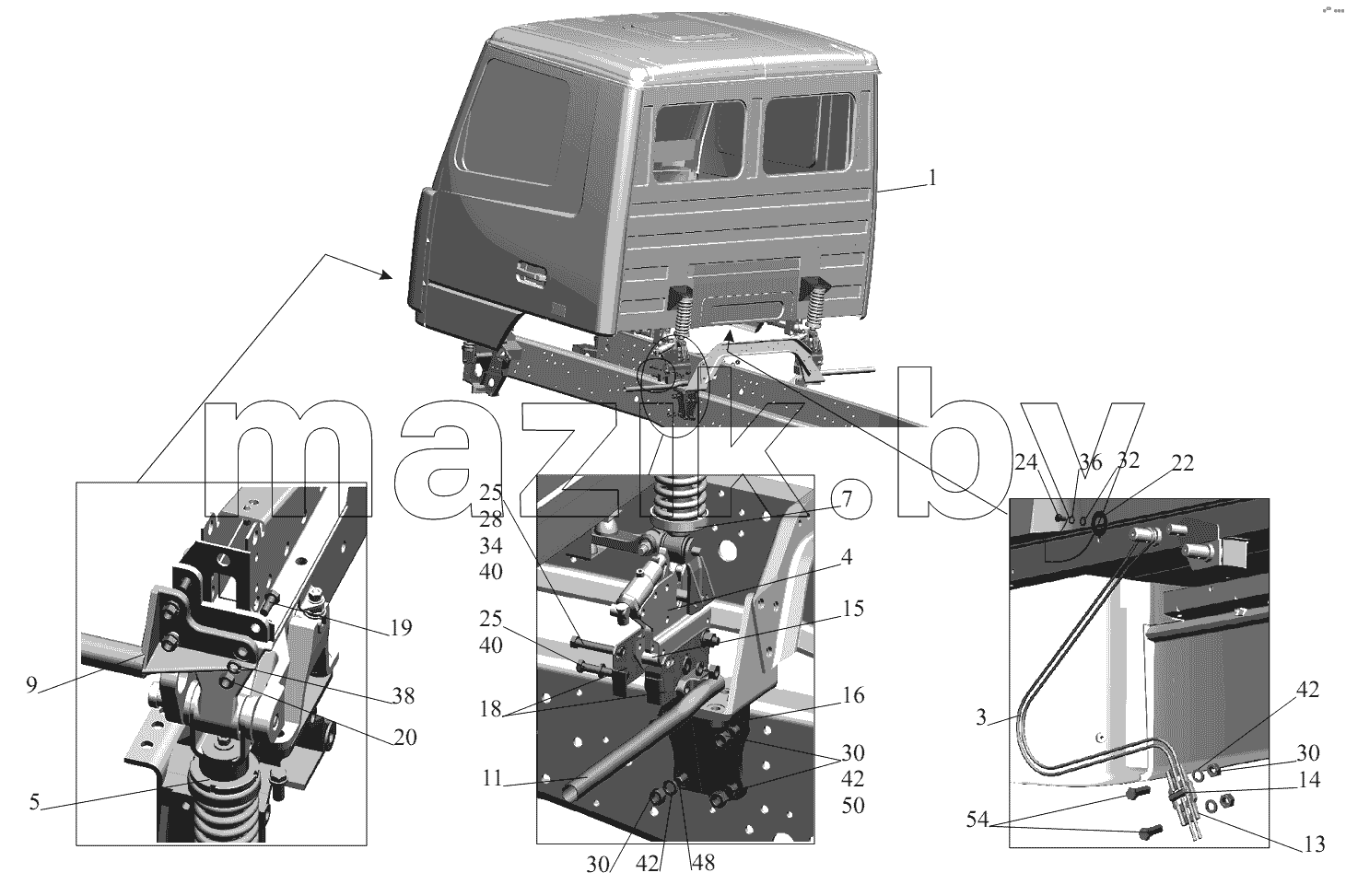 Установка кабины 555035-5000002-010