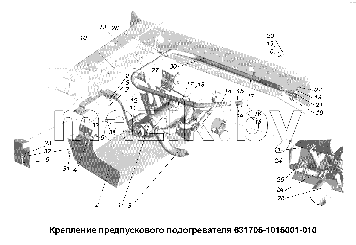 Крепление предпускового подогревателя 631705-1015001-010