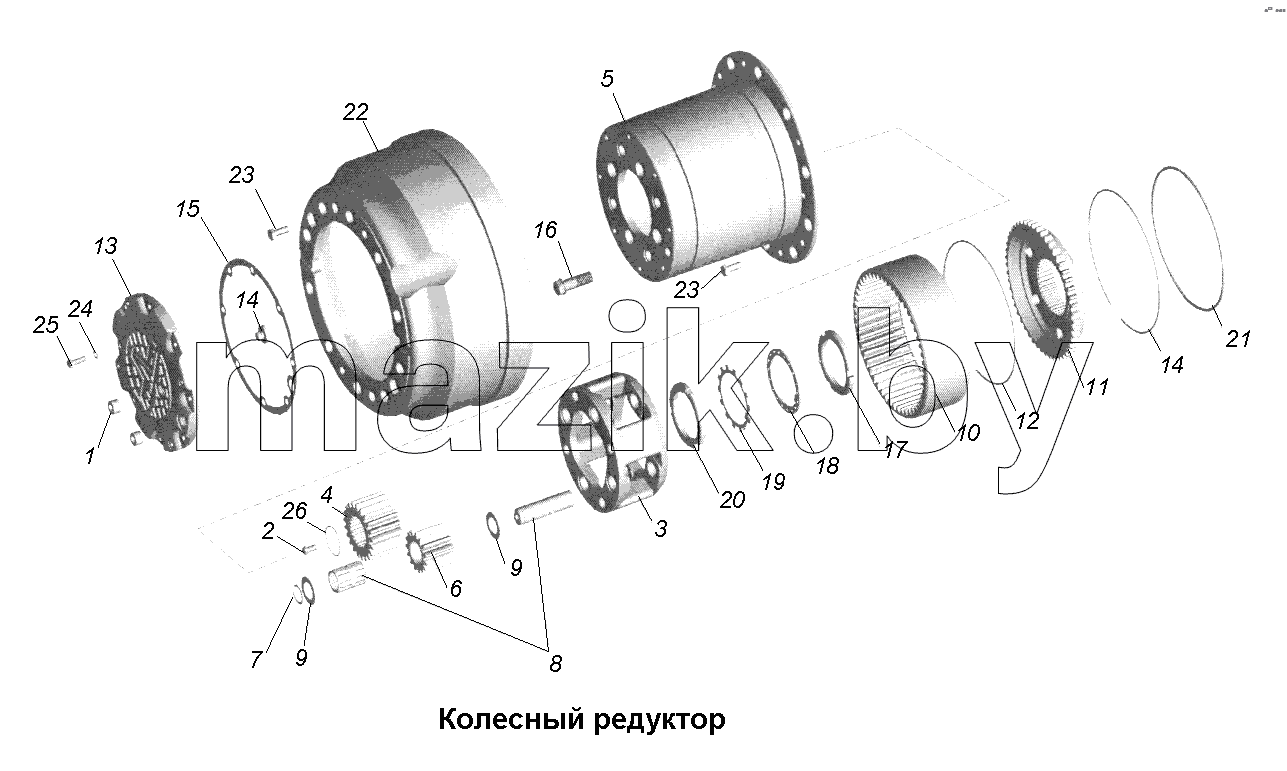 Мост задний\Колесный редуктор