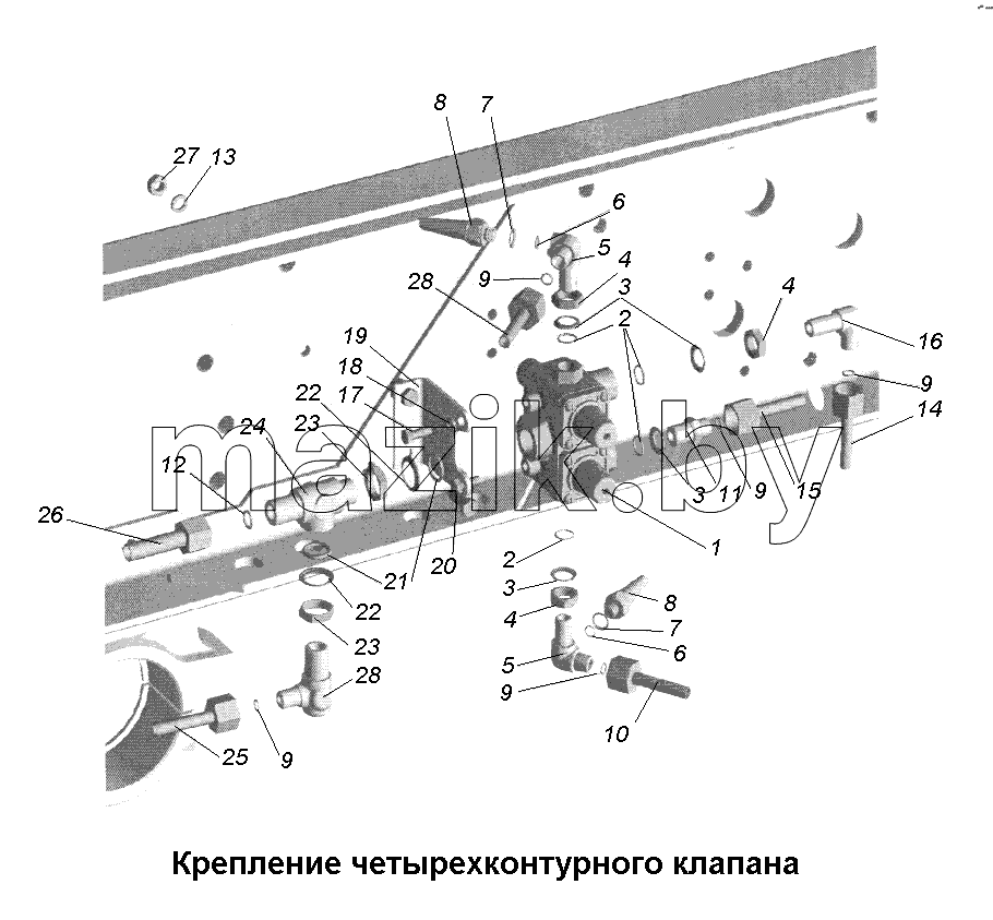 Тормоза\Крепление четырехконтурного клапана