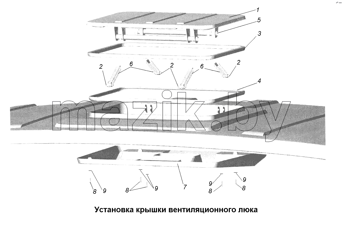 Кабина\Установка крышки вентиляционного люка
