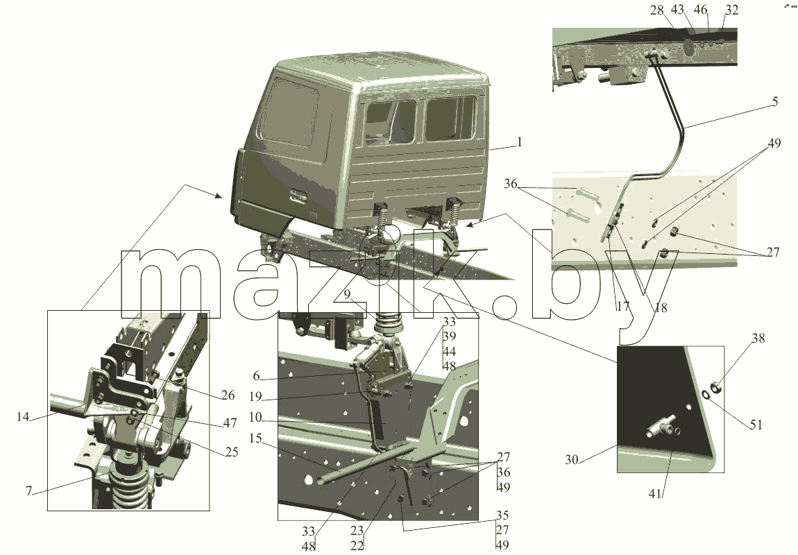 Установка кабины 6501-5000002-010