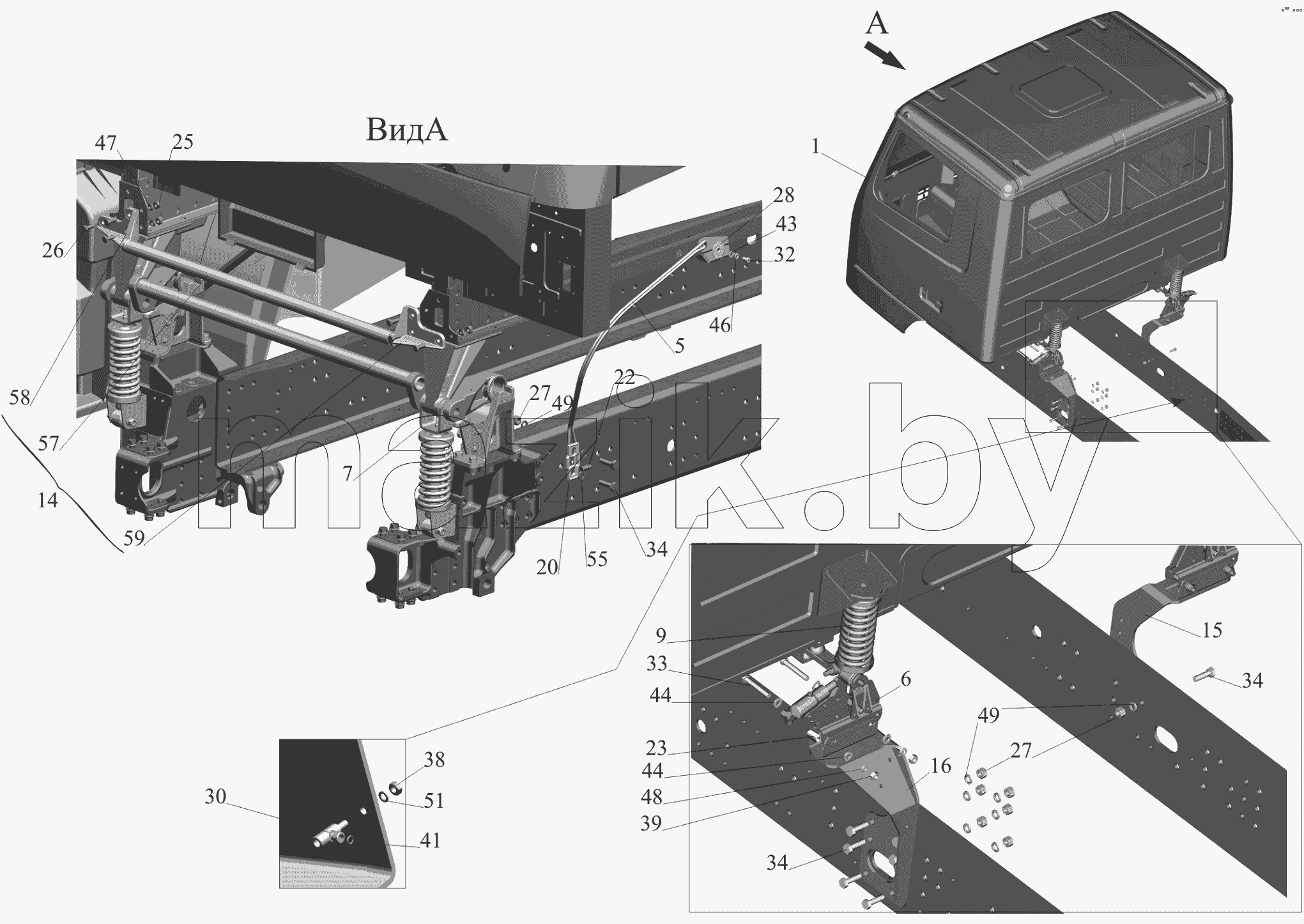 Установка кабины 650119-5000002-010