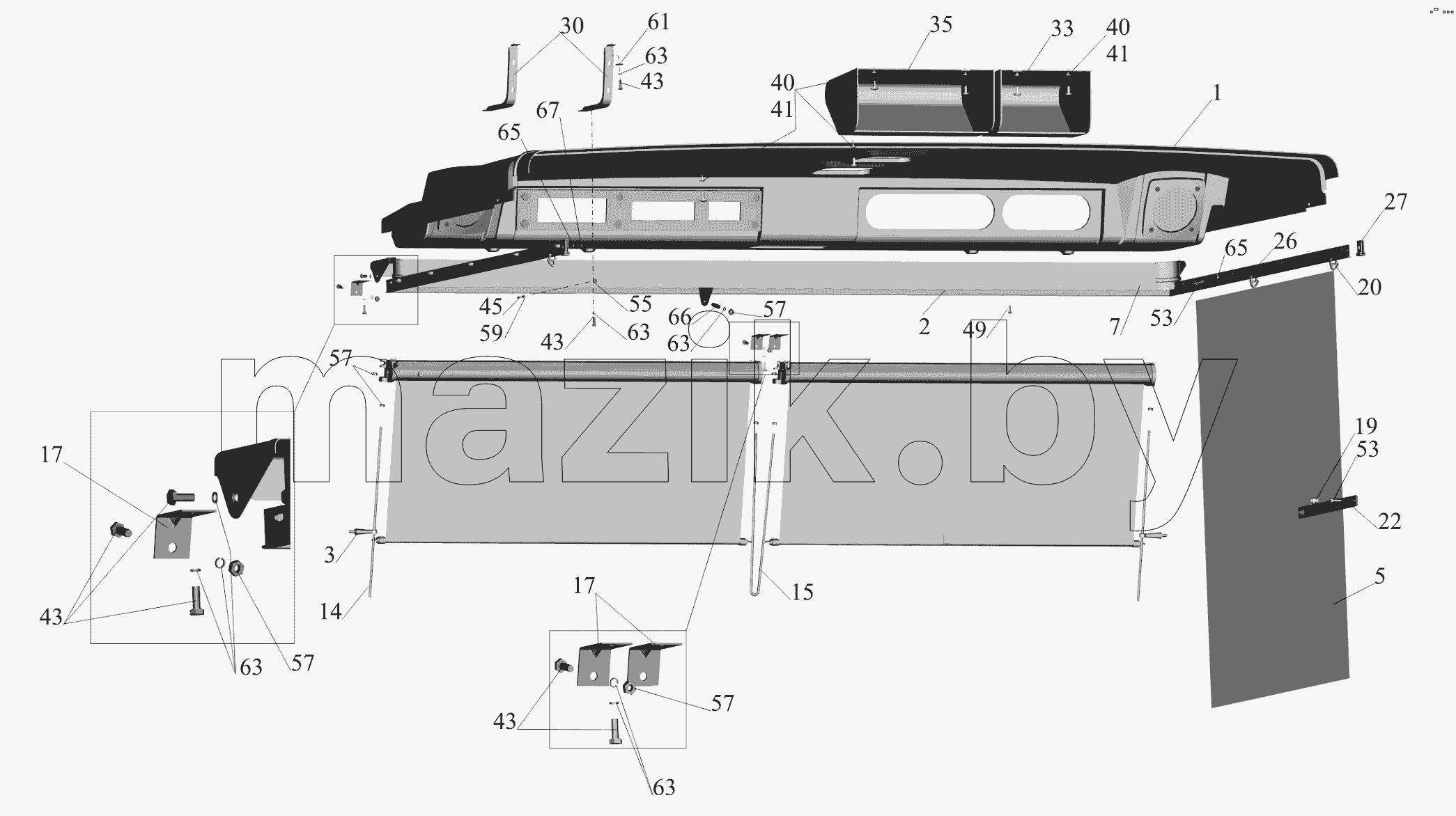 Установка полки и штор 6501-8200034