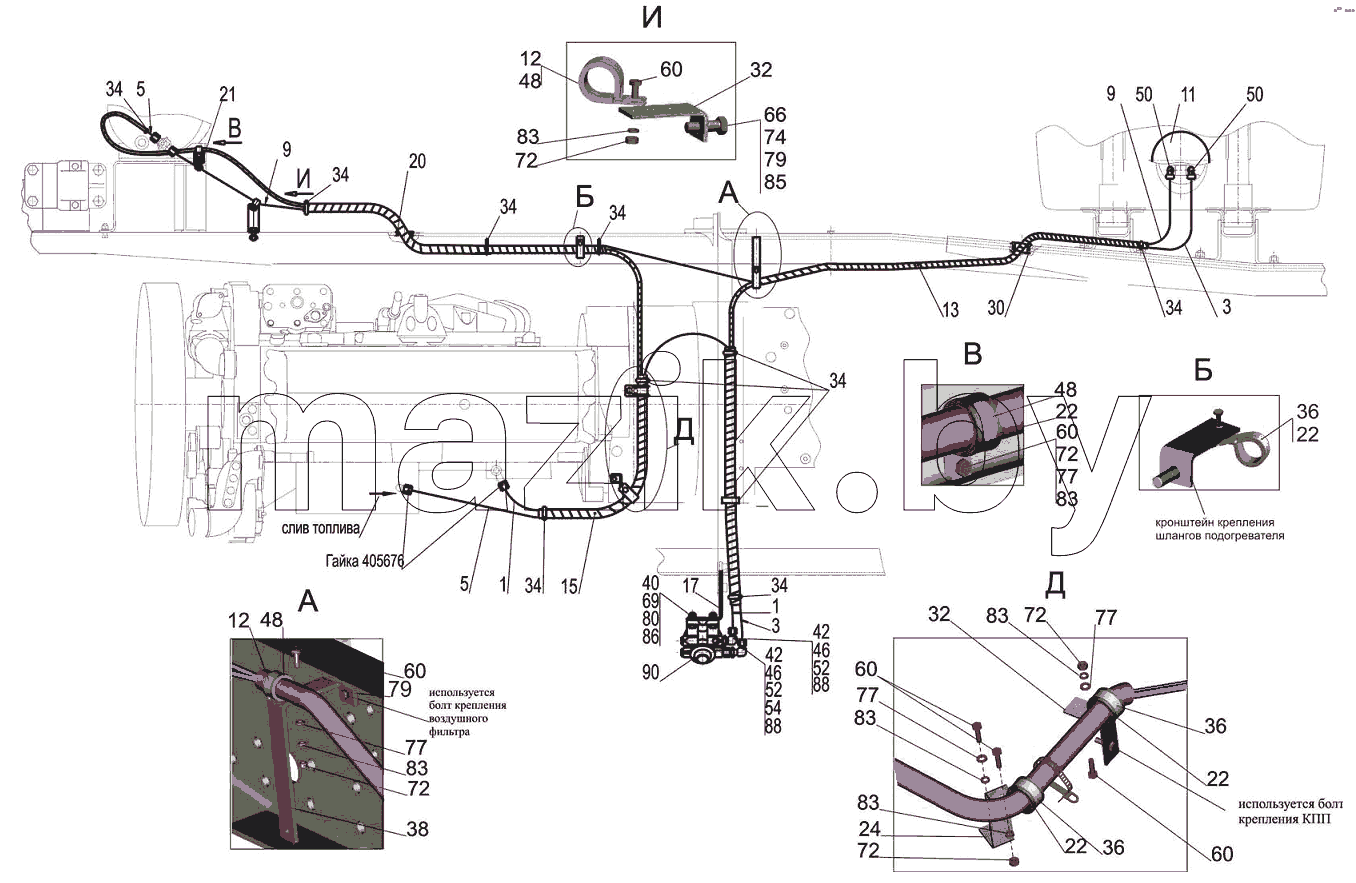 Установка топливопроводов 6501B9-1104002-020